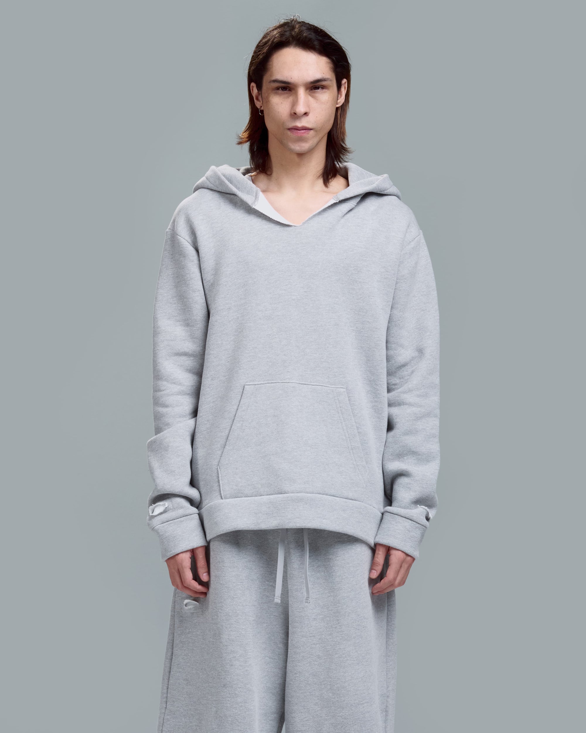 HIGH RISK SLIM FIT ZIPPER HOODIE - HEATHER GREY