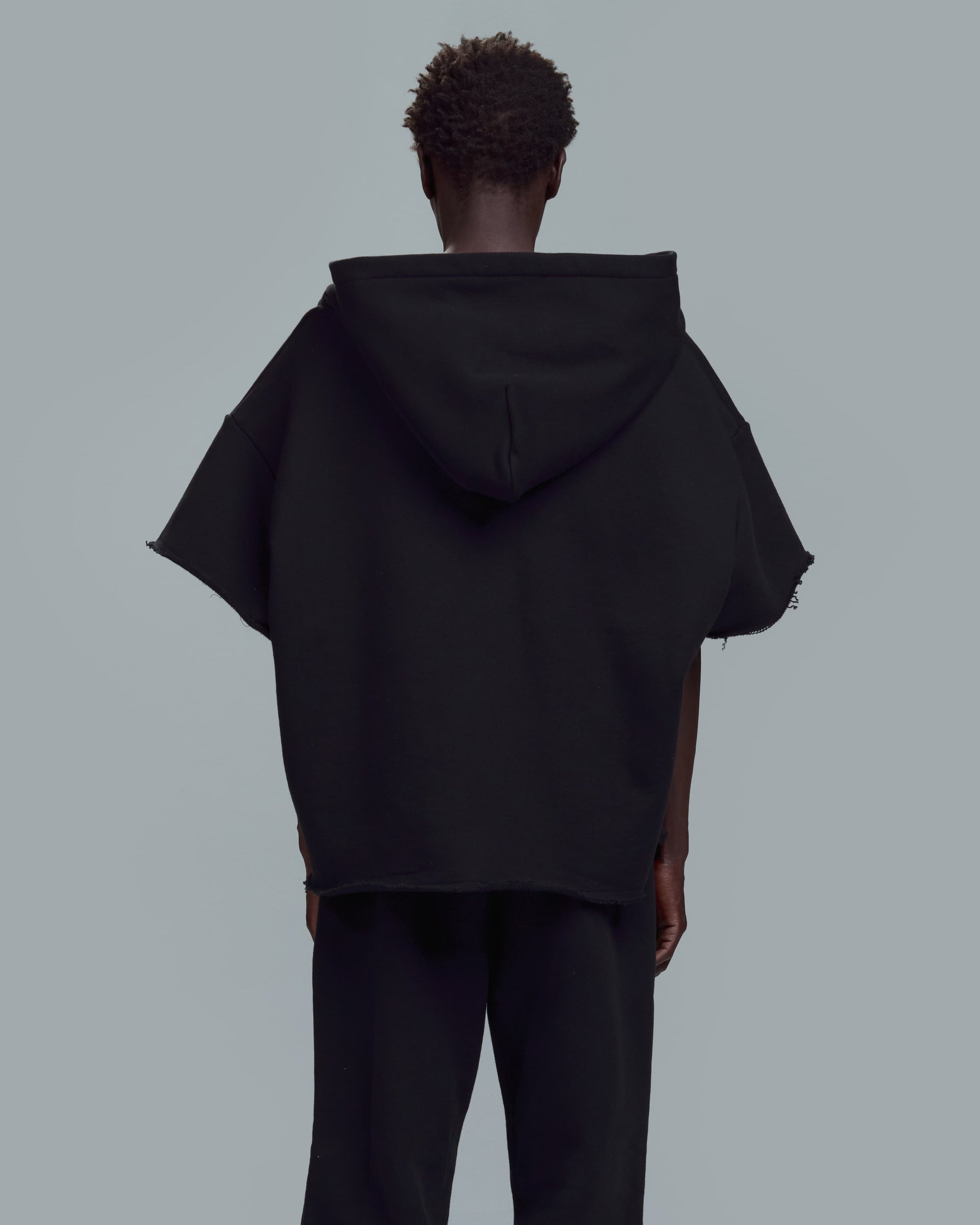 HIGH RISK CUT OFF HOODIE - BLACK