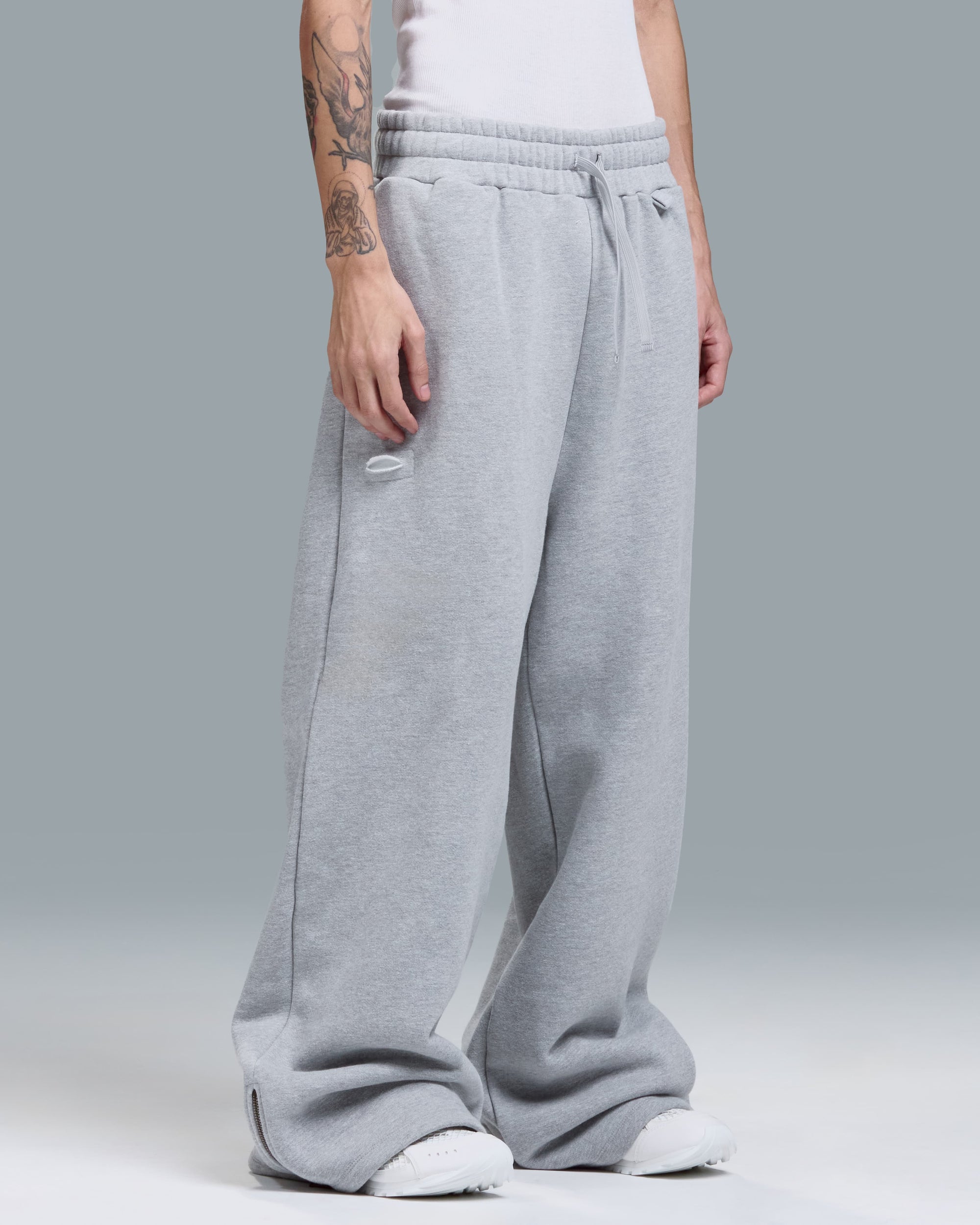 HIGH RISK ZIPPER SWEATPANTS - HEATHER GREY