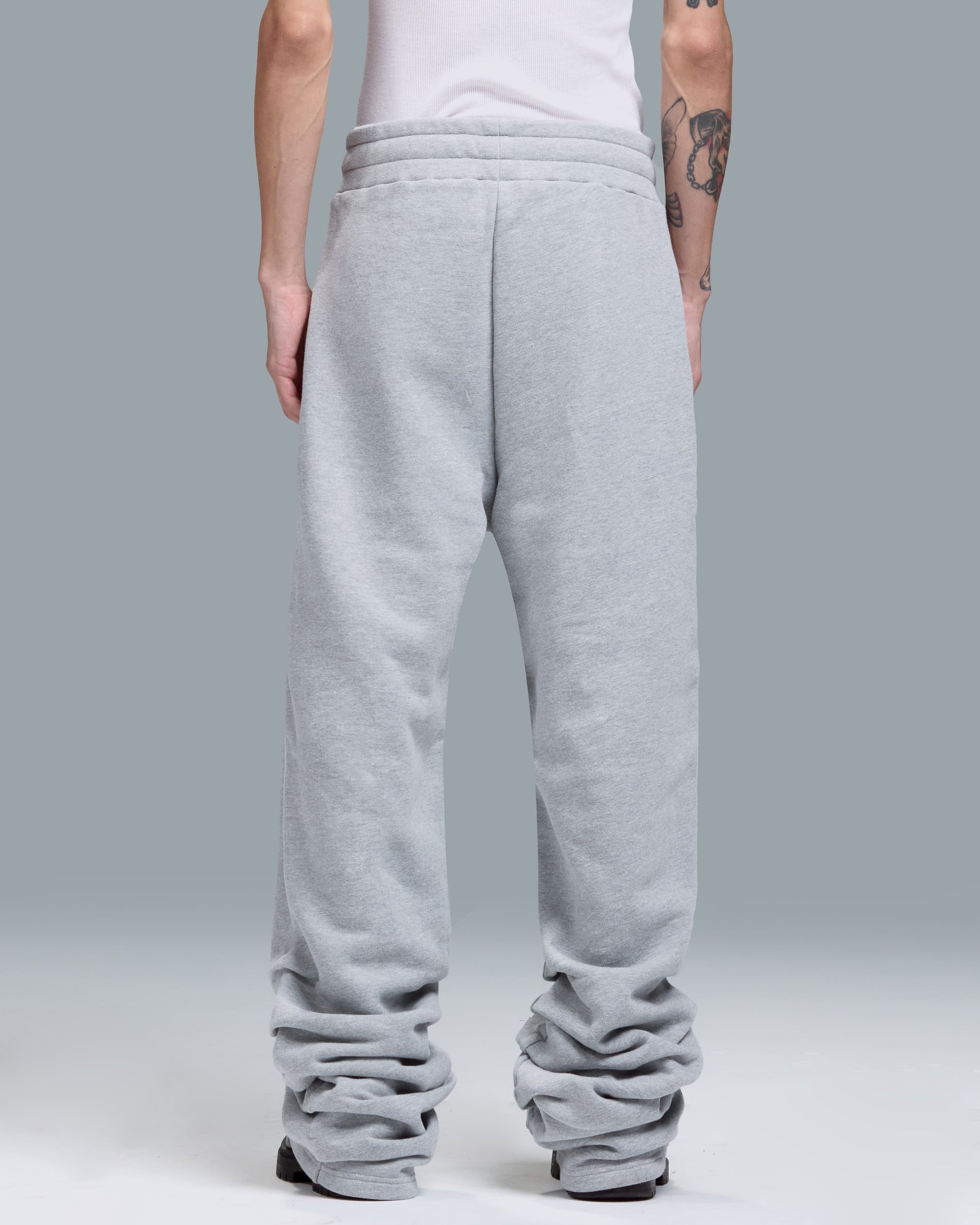 HIGH RISK STACKED SWEATPANTS - HEATHER GREY