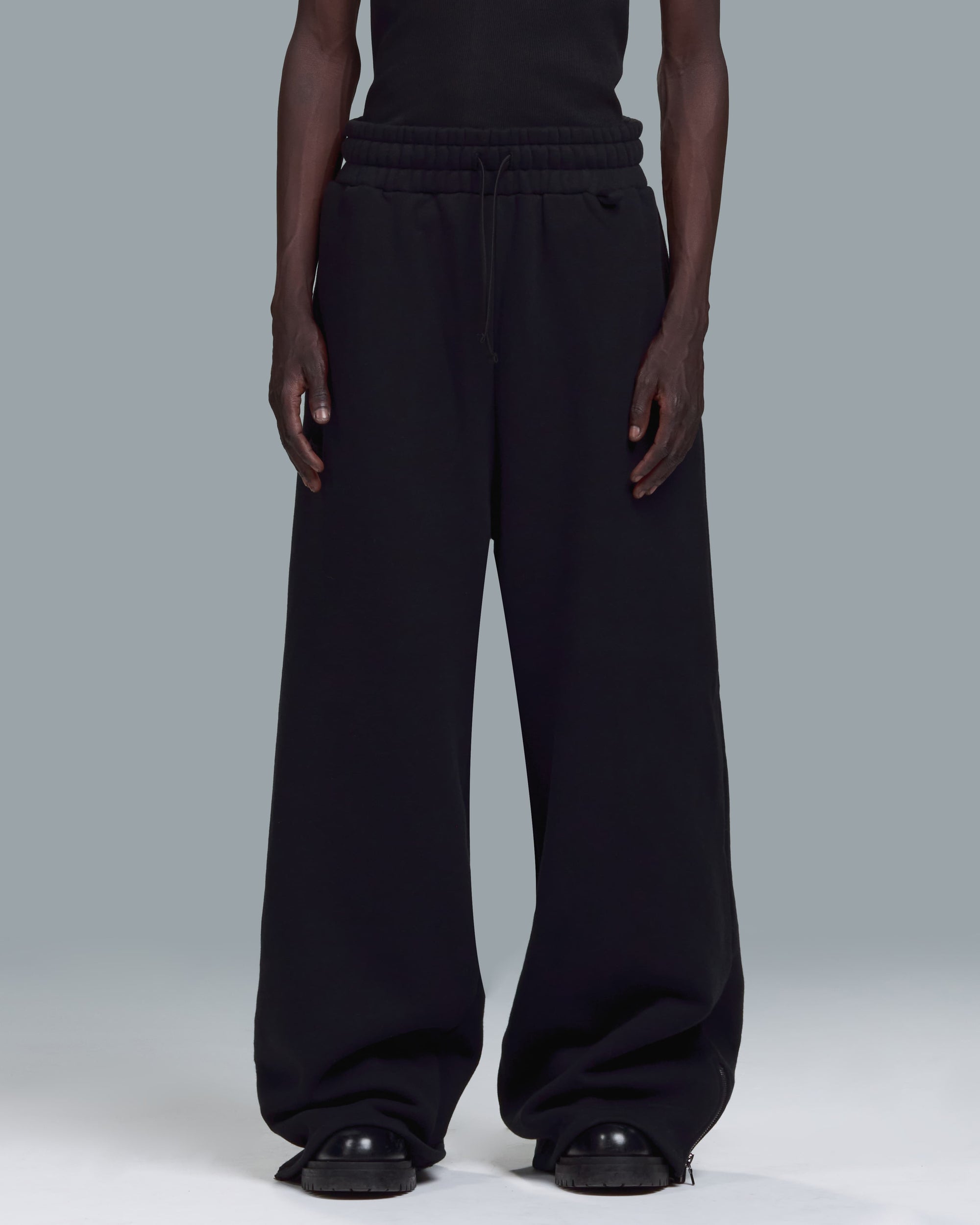 HIGH RISK ZIPPER SWEATPANTS - BLACK