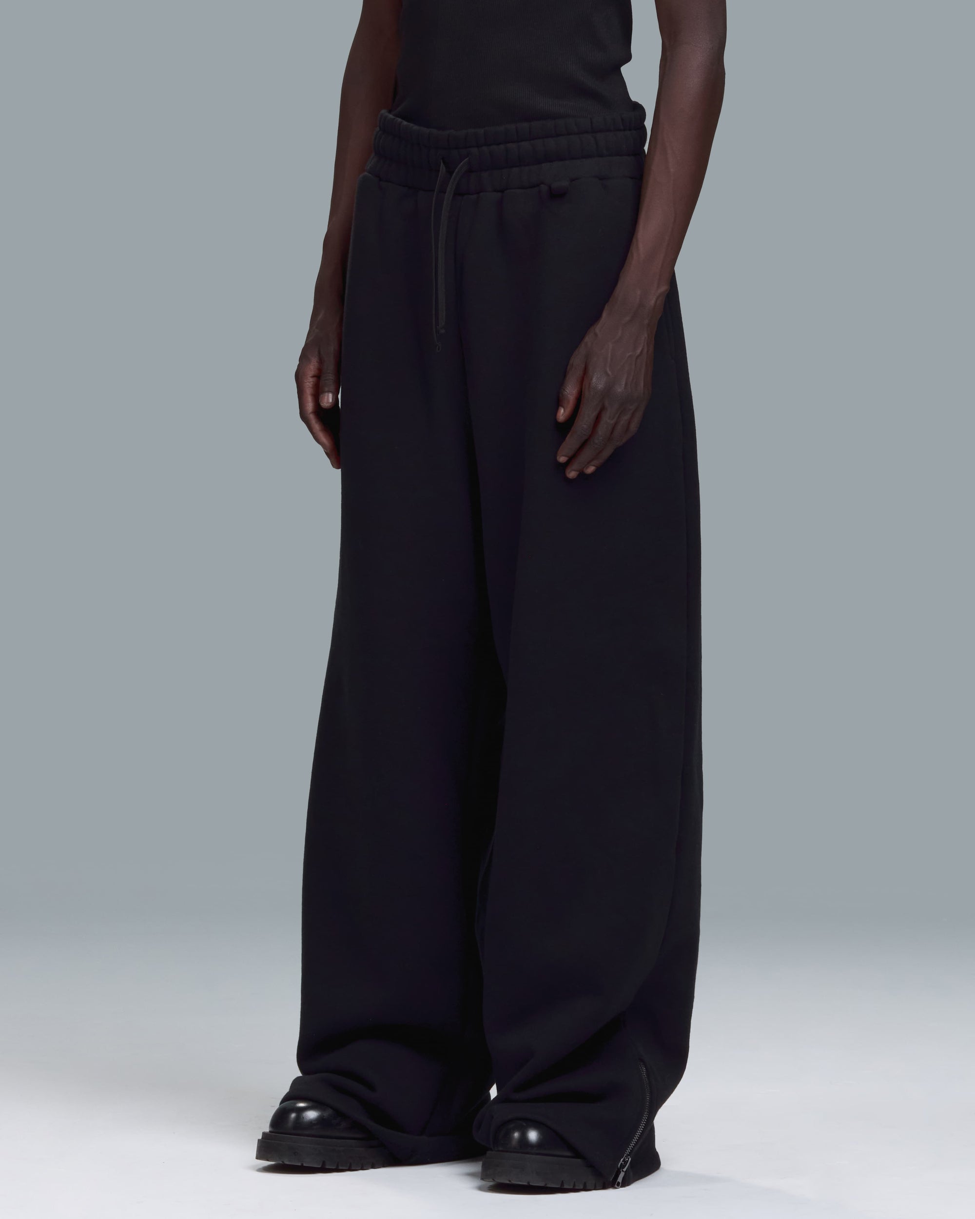 HIGH RISK ZIPPER SWEATPANTS - BLACK