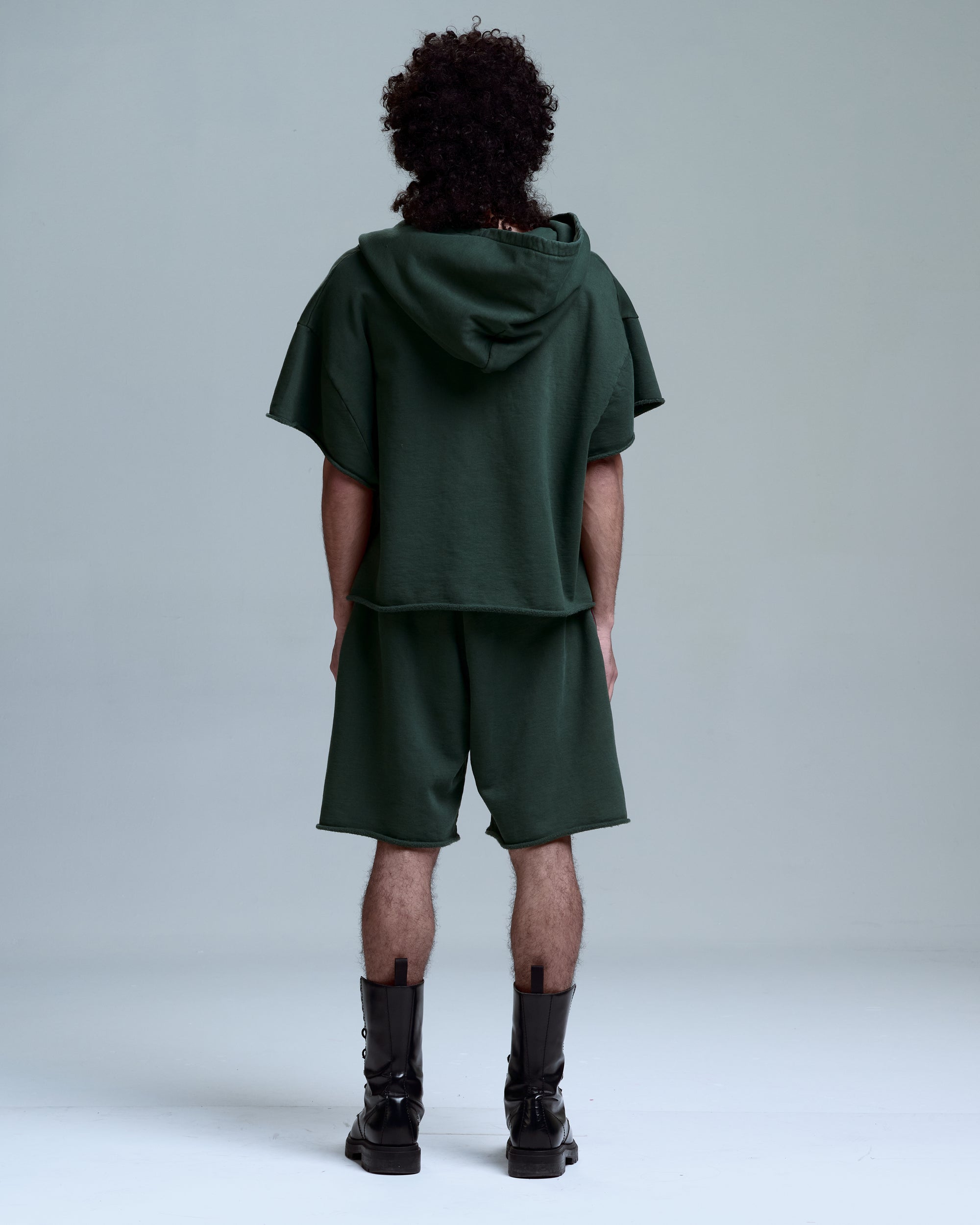 CUT OFF HOODIE - GREEN