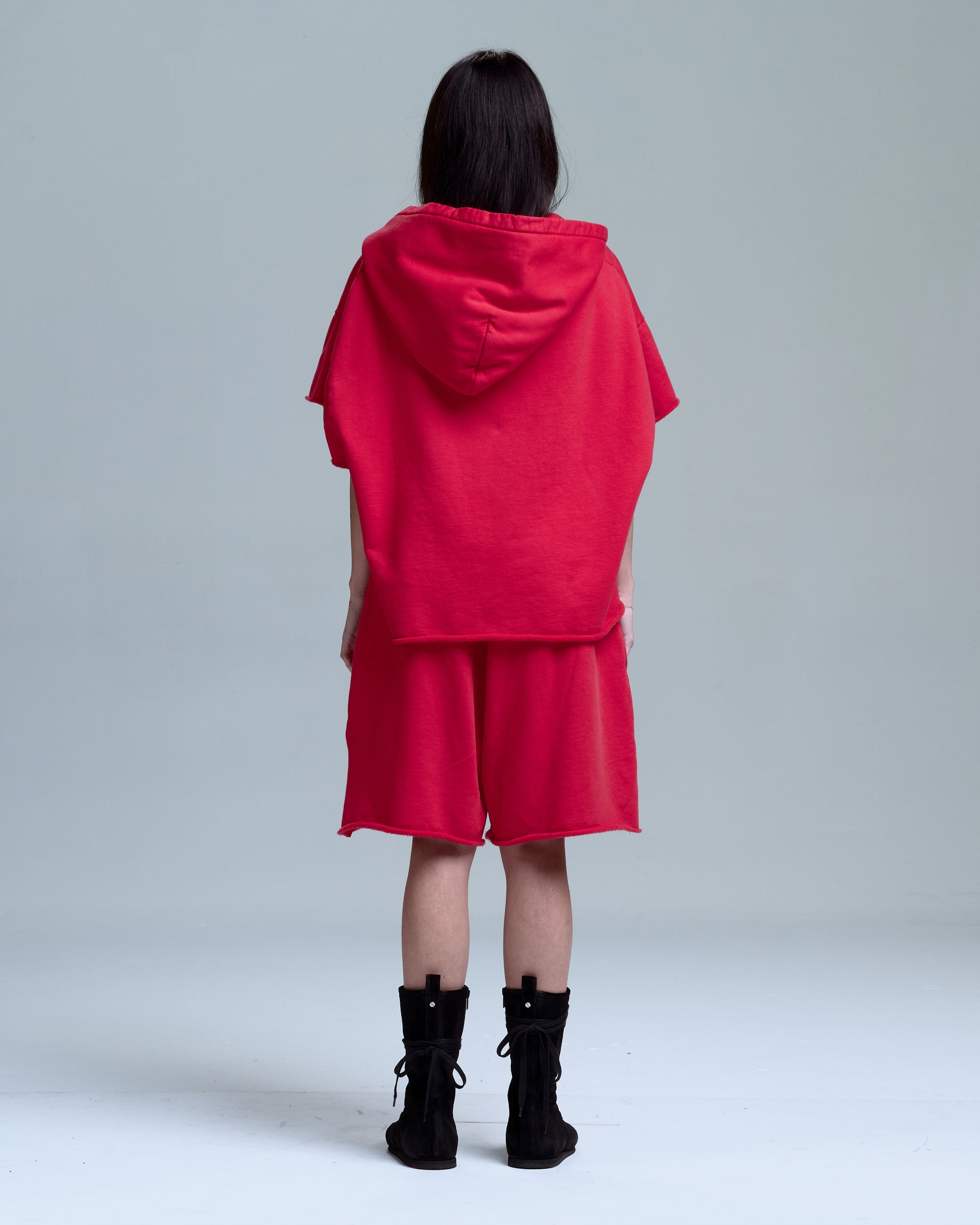 HIGH RISK CUT OFF HOODIE - RED