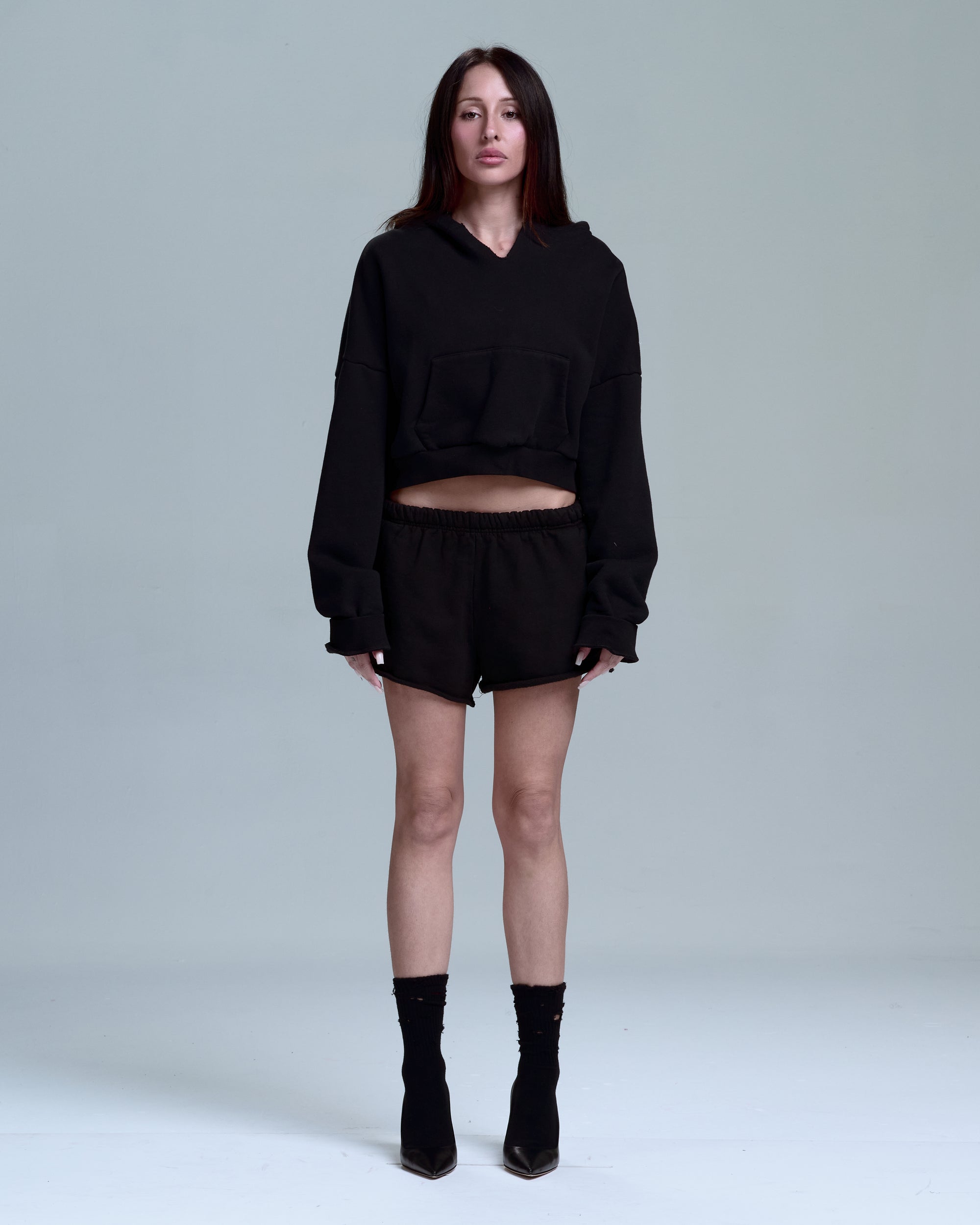 WOMENS BLACK SHORT SHORTS