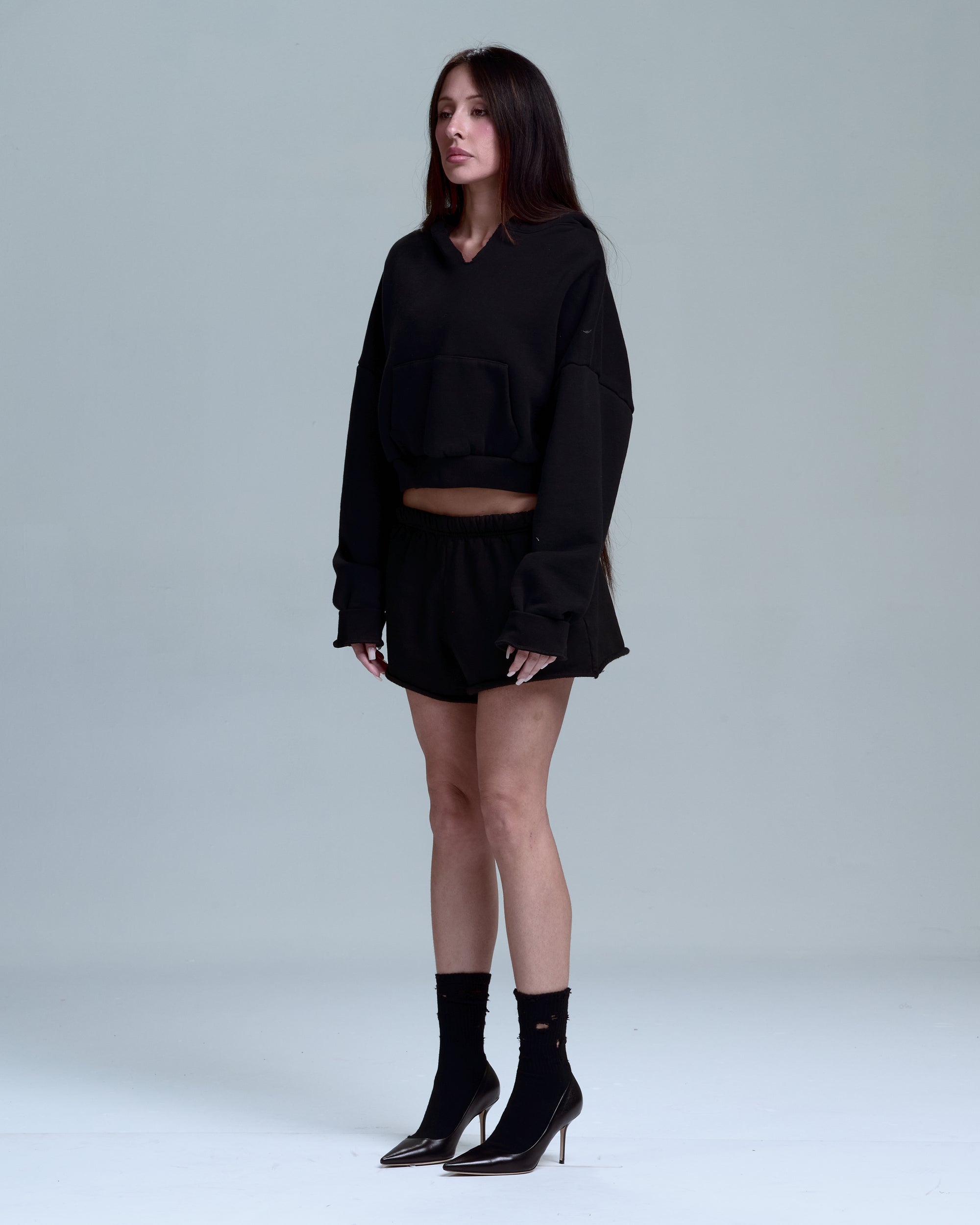 WOMENS BLACK SHORT SHORTS