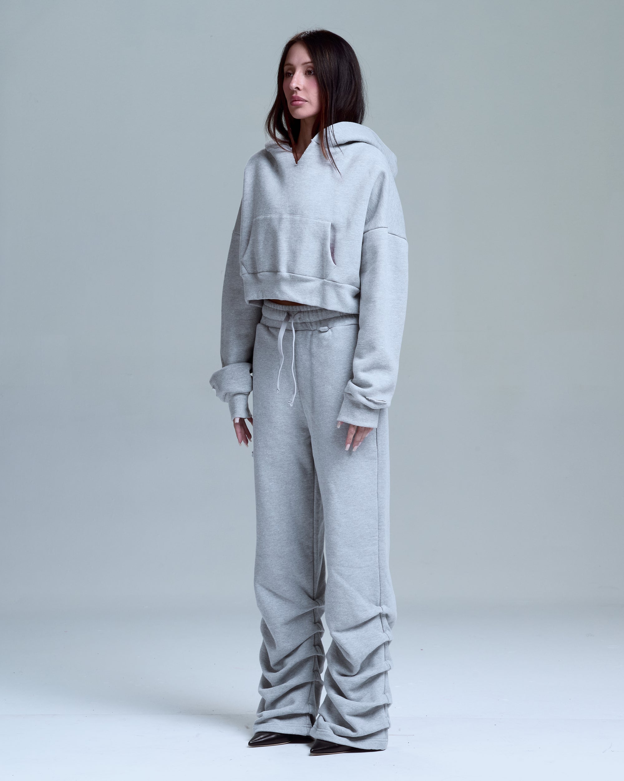 HIGH RISK STACKED SWEATPANTS - HEATHER GREY