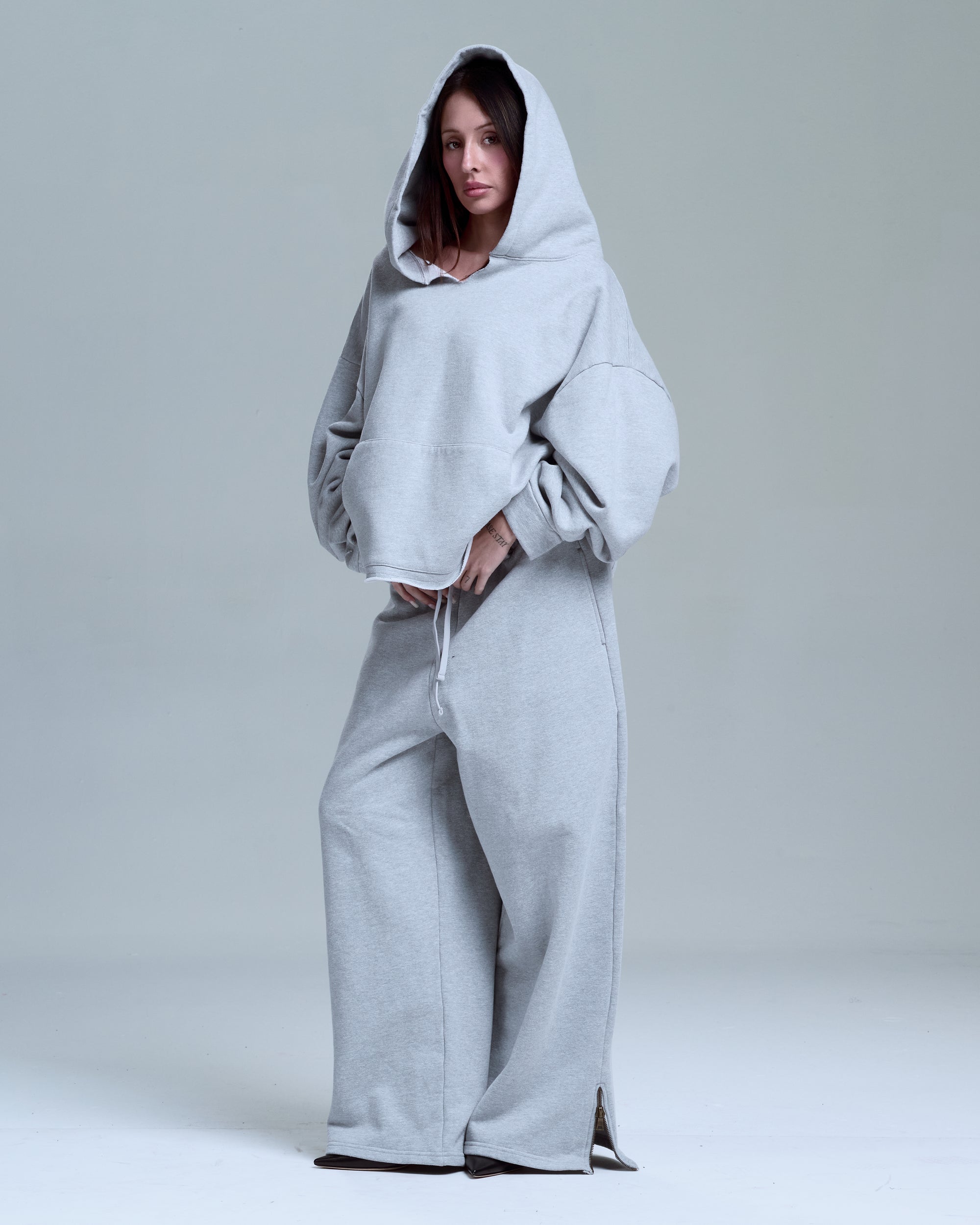 HIGH RISK OVERSIZED HOODIE - HEATHER GREY