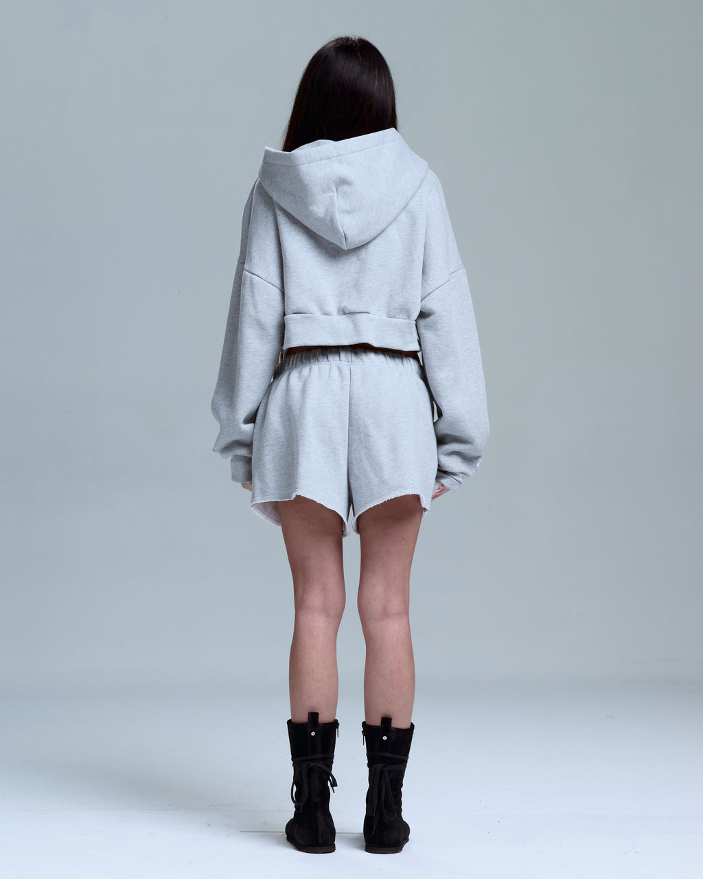 WOMENS CROPPED GREY HOODIE