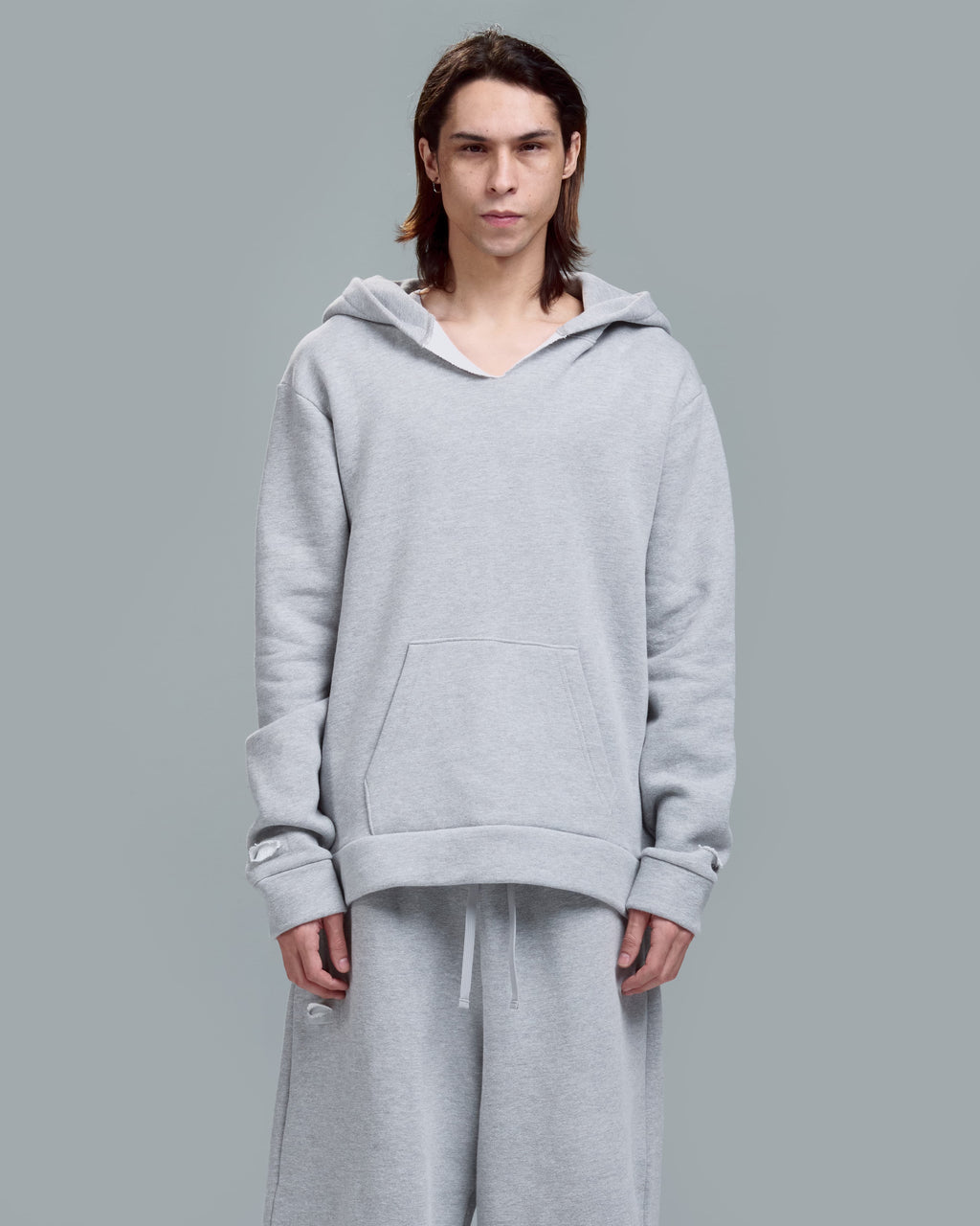 HIGH RISK SLIM FIT ZIPPER HOODIE - HEATHER GREY
