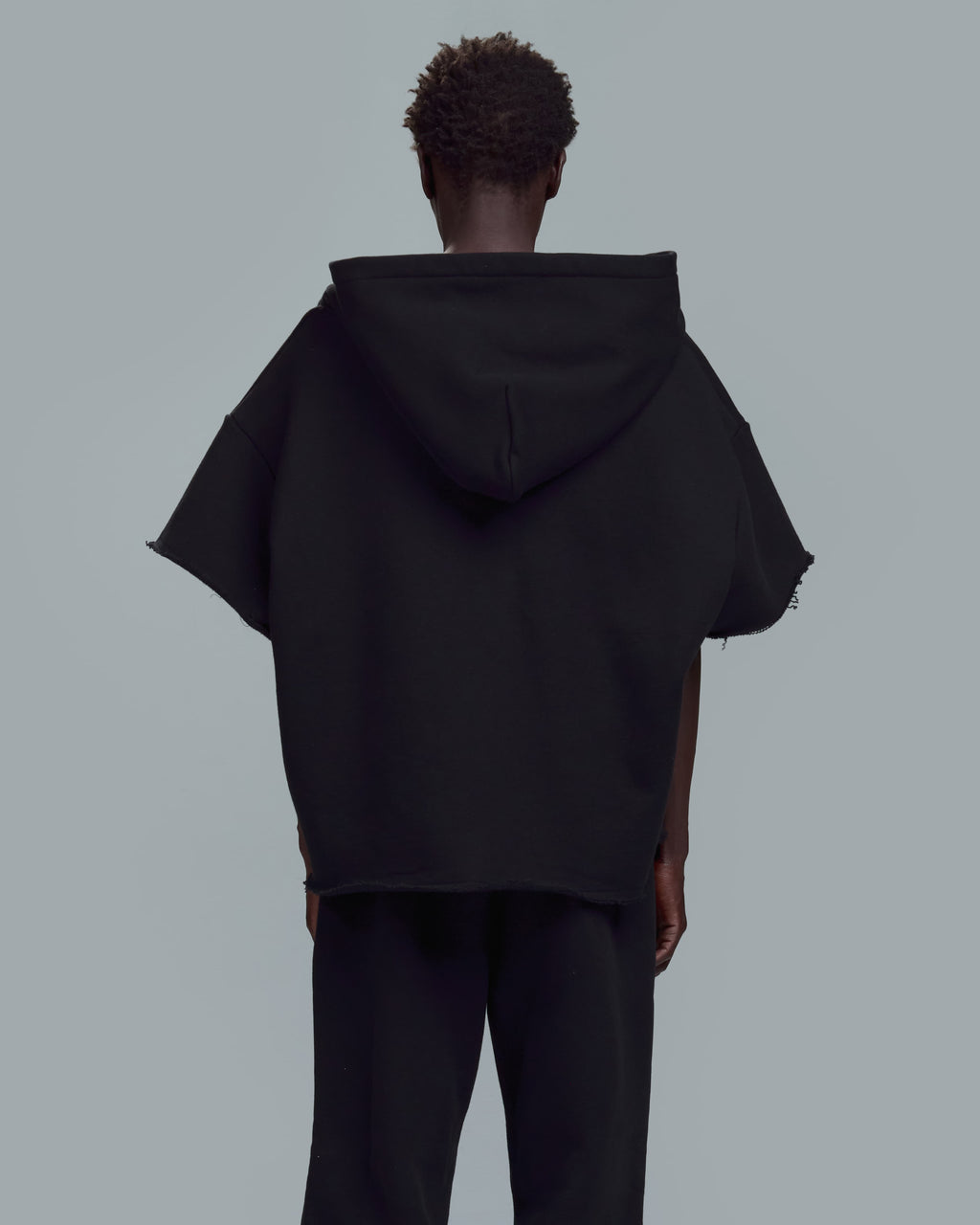HIGH RISK CUT OFF HOODIE - BLACK