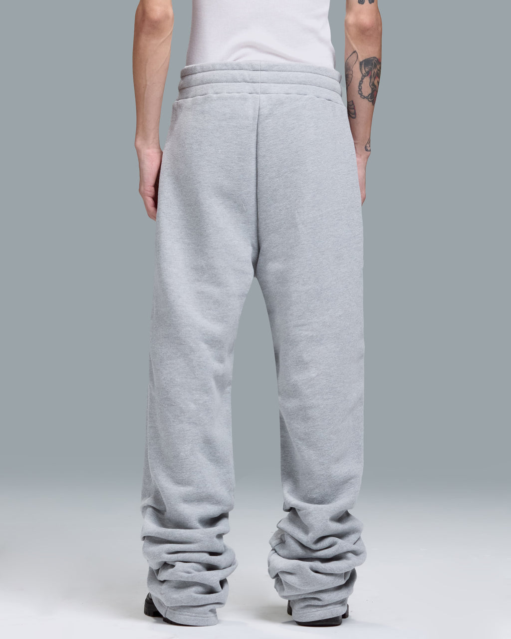 HIGH RISK STACKED SWEATPANTS - HEATHER GREY